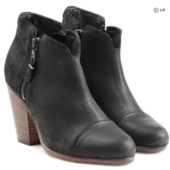 rag & bone Shoes - Rag & Bone Margot Black Leather Moto Zip Ankle Boots, Size 38.5 | 8.5